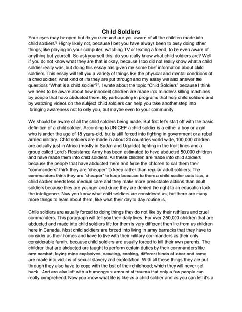 Essay On English Literature Essays About English also Buy An Essay Paper Child Soldiers Essay Synthesis Essay Topics